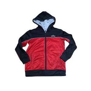 Spalding Boys Red Black Full Zip Track Jacket Hoodie Size M 10/12 SBT8041